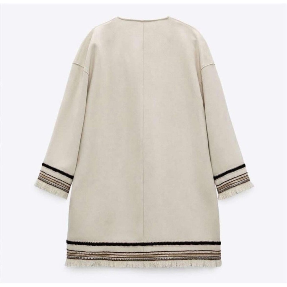Zara Suede Open Jacket with Embroidered Details - Size XS - Picture 3 of 8